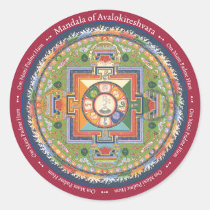 Adesivo Redondo STICKER Mandala de Chenrezig - com Mantra