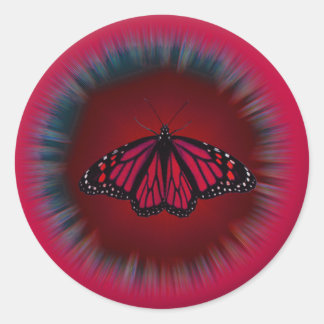 Adesivo Redondo Sticker Mandala Red Butterfly