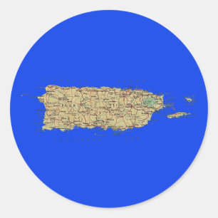 Adesivo Redondo Sticker Map Porto Rico