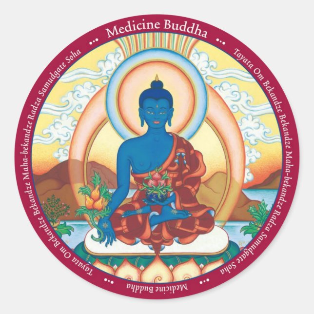 Adesivo Redondo STICKER Medicine Buddha - com mantra (Frente)