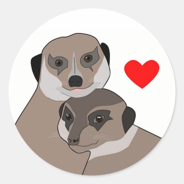 Adesivo Redondo Sticker "Meerkats in Love" (Frente)
