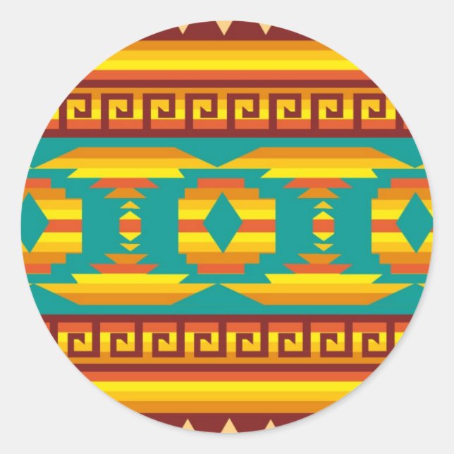 Adesivo Redondo Sticker "Native American Pattern" (Frente)