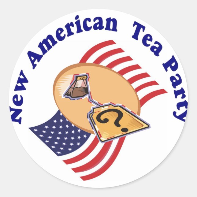 Adesivo Redondo Sticker-New American Tea Party (Frente)