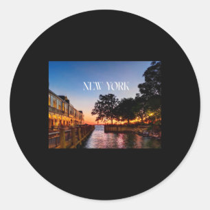 Adesivo Redondo Sticker New York Summer Nights