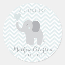 Adesivo Redondo Sticker Newborn Anunciing Boy Elephant Chevron