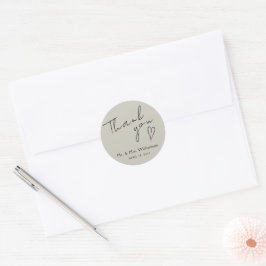Adesivo Redondo Sticker Obrigado Casamento Moderno Minimalista