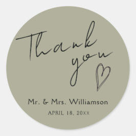 Adesivo Redondo Sticker Obrigado Casamento Moderno Minimalista