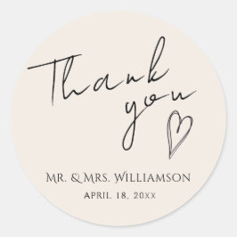 Adesivo Redondo Sticker Obrigado Casamento Moderno Minimalista