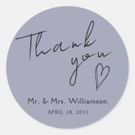 Adesivo Redondo Sticker Obrigado Casamento Moderno Minimalista
