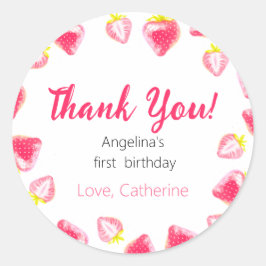 Adesivo Redondo Sticker Obrigado pelo primeiro aniversário.