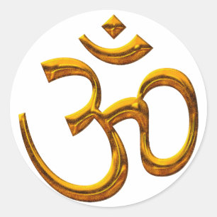 Adesivo Redondo Sticker OM, efeito ouro antigo