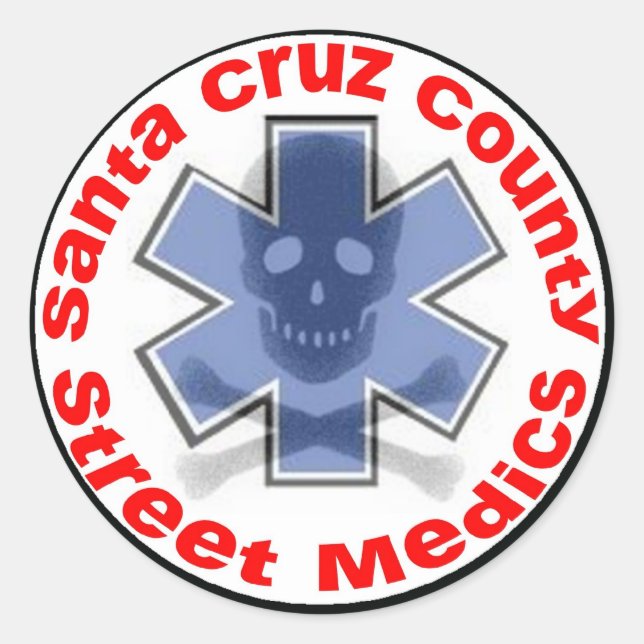 Adesivo Redondo Sticker - Papais noeis da Cruz County Street Medic (Frente)