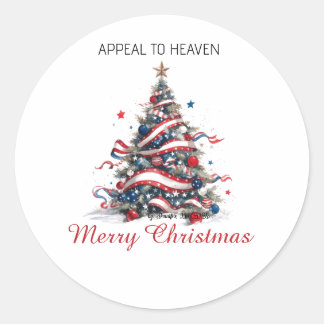 Adesivo Redondo STICKER Patriotic Xmas Tree ATH1 