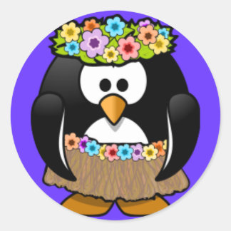 Adesivo Redondo Sticker - Penguin Hoola Dancer