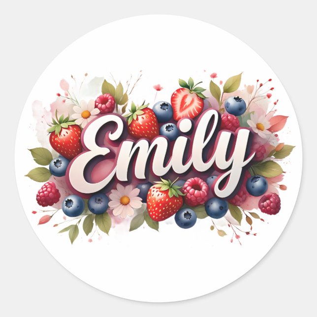 Adesivo Redondo Sticker Personalizado Emily Berry Floral Design (Frente)