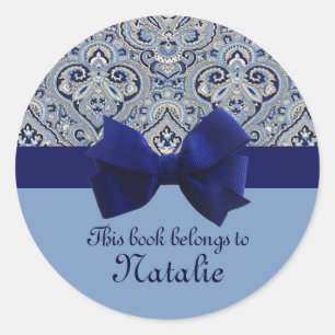 Adesivo Redondo Sticker Personalizado Paris Paisley Indigo 2