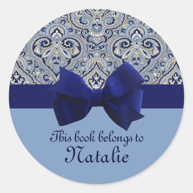 Adesivo Redondo Sticker Personalizado Paris Paisley Indigo 2 (Frente)