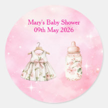 Sticker-Pink Chinoiserie Baby Shower Stickers