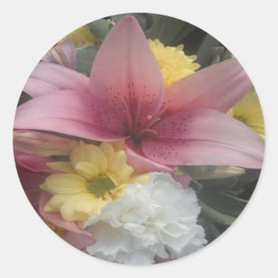 Adesivo Redondo Sticker Pink Lily Beauty