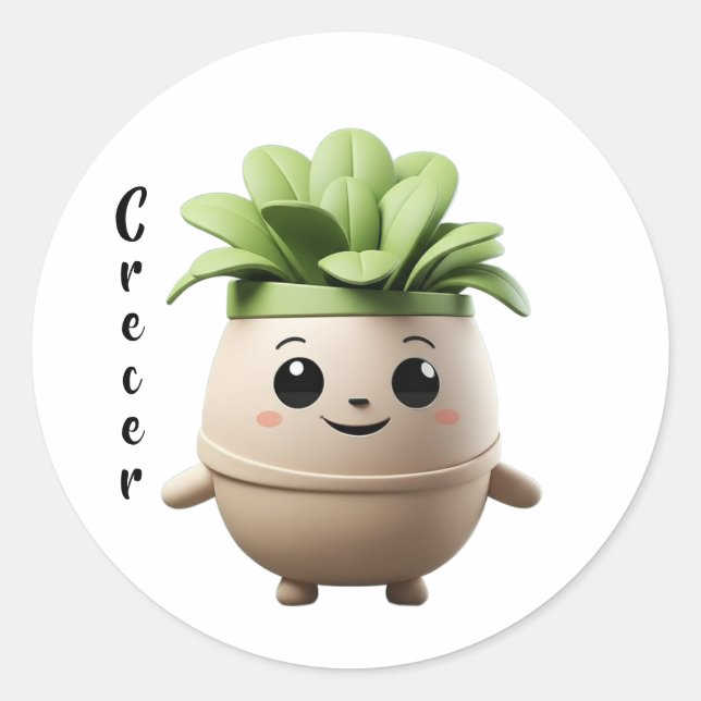 Adesivo Redondo Sticker Pipo Crecer – Diseño Inspirador (Frente)