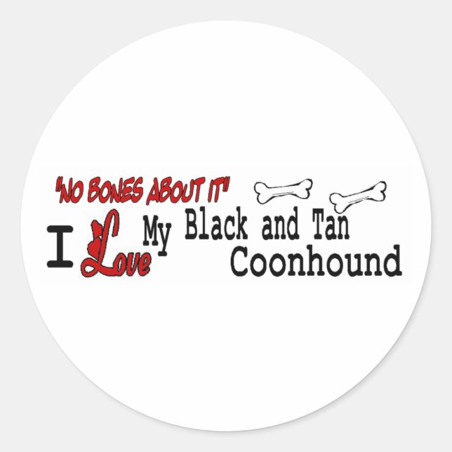 Adesivo Redondo Sticker Preto E Tan Coonhound (I Love) (Frente)