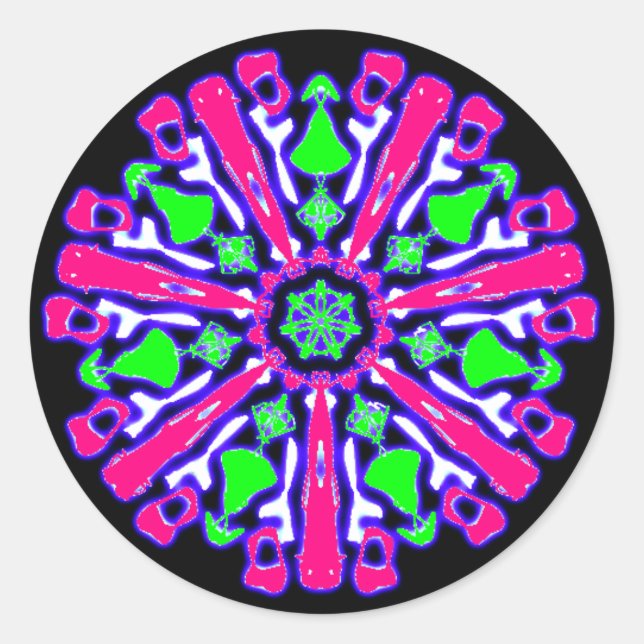 Adesivo Redondo Sticker psychédélique coloré n°4 (Frente)