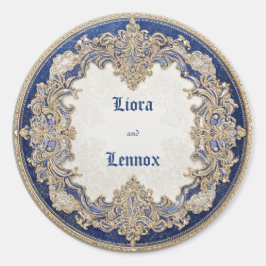 Adesivo Redondo Sticker Real Blue Victorian Wedker