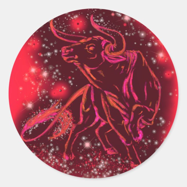 Adesivo Redondo Sticker Red Bull À Noite Estrelada (Frente)