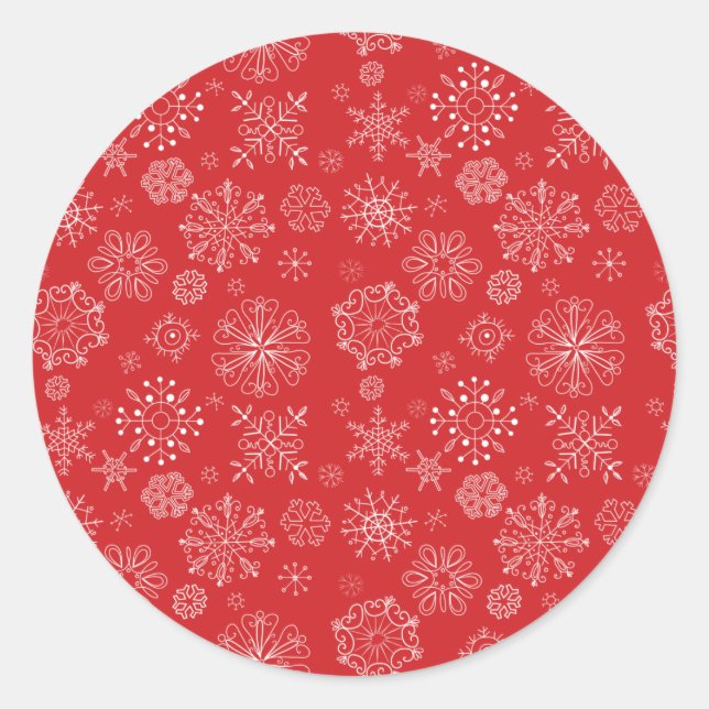 Adesivo Redondo Sticker Red Snowflake (Frente)