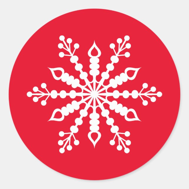 Adesivo Redondo Sticker Red Snowflake (Frente)