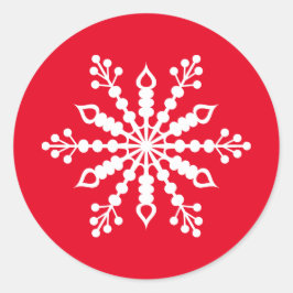 Adesivo Redondo Sticker Red Snowflake