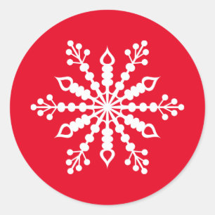 Adesivo Redondo Sticker Red Snowflake