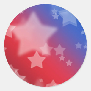 Adesivo Redondo Sticker Red White e Blue Stars