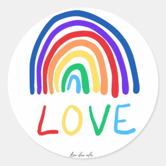 Adesivo Redondo Sticker rond LOVE rainbow