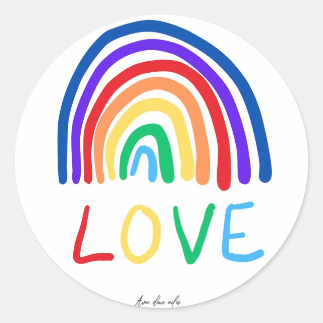 Adesivo Redondo Sticker rond LOVE rainbow (Frente)