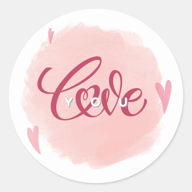 Adesivo Redondo Sticker rond romantique "Love You"  (Frente)