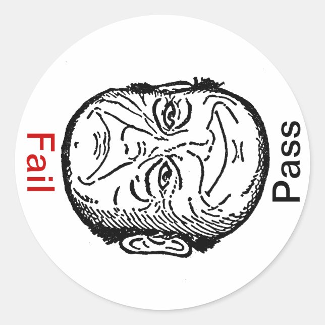 Adesivo Redondo Sticker Sat Unsat Pass Fail Optical Illution Man ( (Frente)