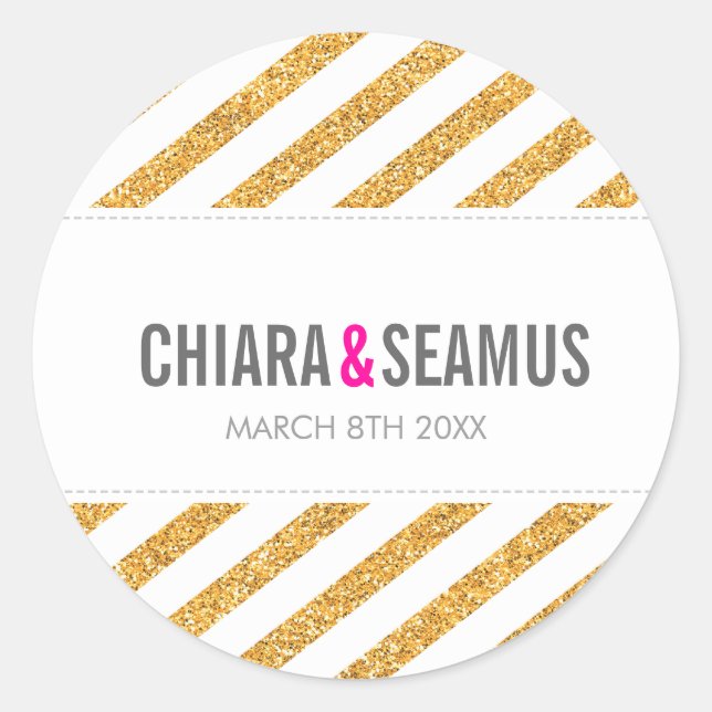 Adesivo Redondo STICKER SEAL, banda simples de ouro simples e mode (Frente)
