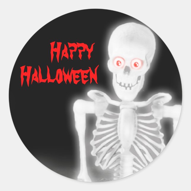 Adesivo Redondo Sticker Skeleton do Halloween (Frente)