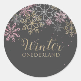 Adesivo Redondo Sticker Snowflaker do Onderland Inverno
