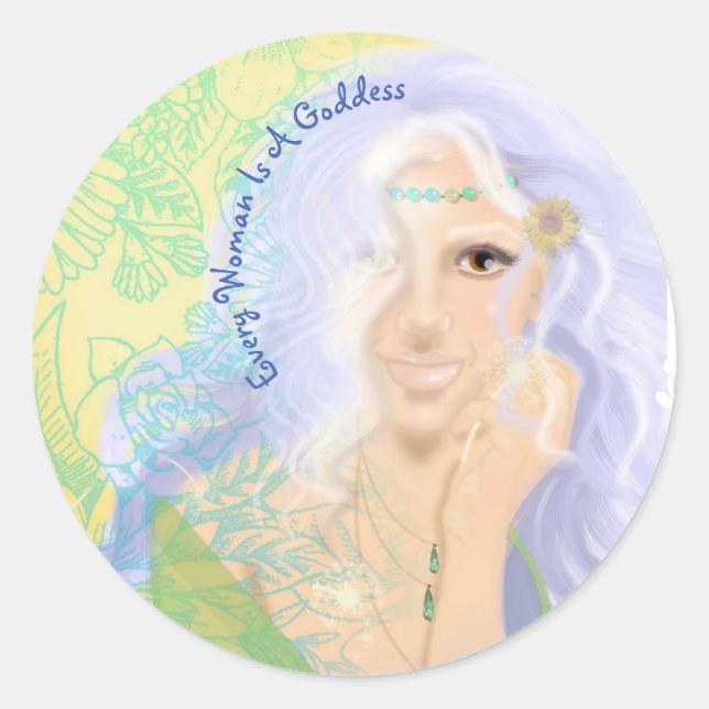 Adesivo Redondo Sticker, Summer Solstice Goddess Sticker (Frente)