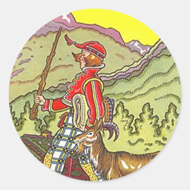 Adesivo Redondo Sticker Swiss Alps Heidi Alpino HIke Mtns (Frente)