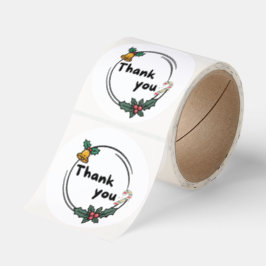 Adesivo Redondo Sticker Thank You Xmas Theme