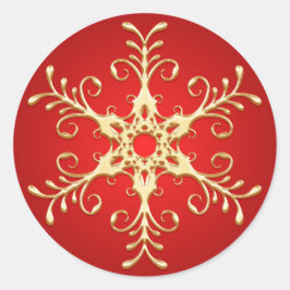 Adesivo Redondo Sticker vermelho e Dourado