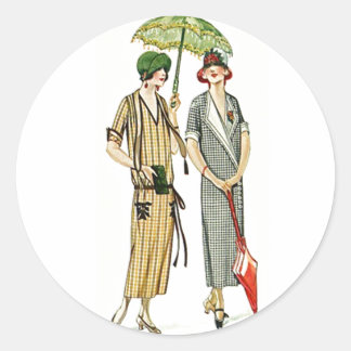 Adesivo Redondo Sticker Vintage Fashion Damas Flapper Cloche Hats