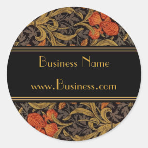 Adesivo Redondo Sticker Vintage Impressão William Morris Black