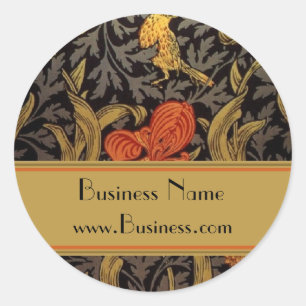 Adesivo Redondo Sticker Vintage Impressão William Morris Black 2