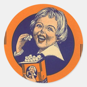 Adesivo Redondo Sticker Vintage Popcorn Publicidade Retro Hap