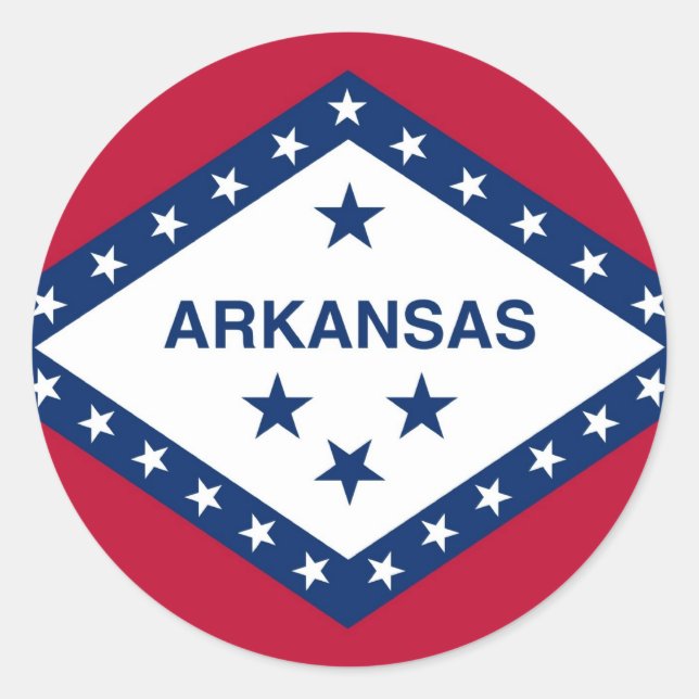 Adesivo Redondo Sticker with Flag of Arkansas (Frente)