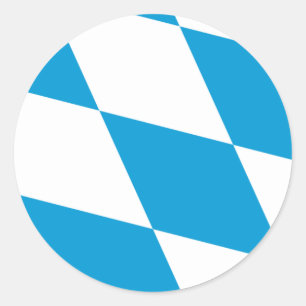 Adesivo Redondo Sticker with Flag of Bavaria, Alemanha